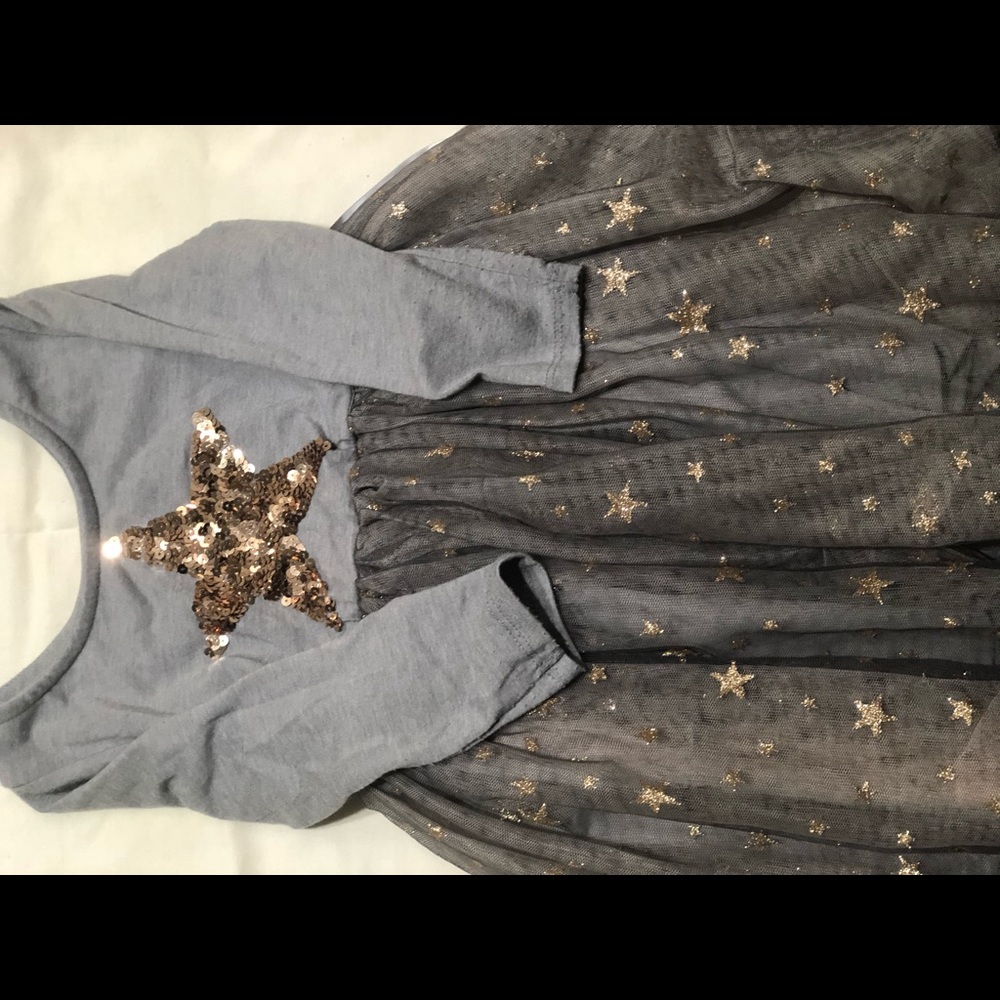 Toddler kids size 4 silver and gold sparkly dress